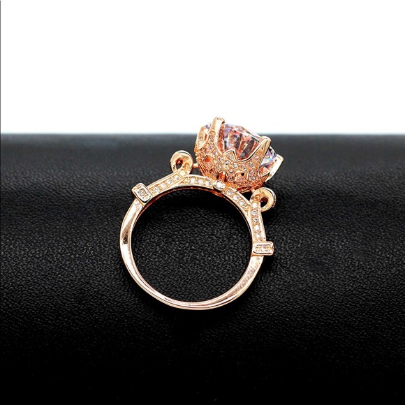 Rose Gold Plated Diamond Wedding Engagement Ring - Picture 9 of 11